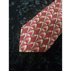 J Garcia Arch Neck Tie Mens Red Gold Designer Dress Shirt Career Wear